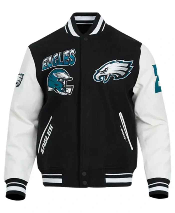 Philadelphia Eagles Black And White Varsity Jacket