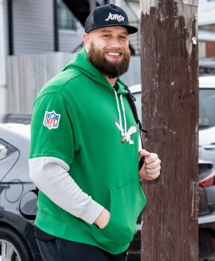 Philadelphia Eagles Lane Johnson Green Pullover Hoodie