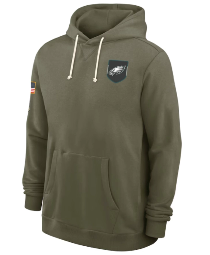 Philadelphia Eagles Olive 2025 Salute To Service Sideline Hoodie
