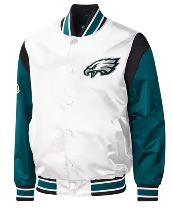Philadelphia Eagles Throwback Warm Up Pitch Varsity Jacket