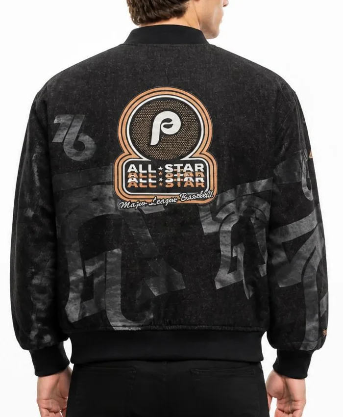 Philadelphia Phillies 1976 MLB All-Star Game Black Denim Jacket Men