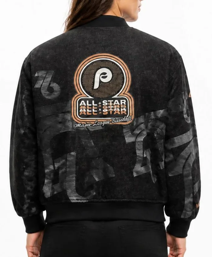 Philadelphia Phillies 1976 MLB All-Star Game Black Denim Jacket Women