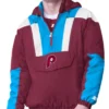 Philadelphia Phillies Charger Half Zip Pullover Jacket In Burgundy