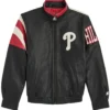 Philadelphia Phillies Retro Black And White Full Zip Leather Jacket