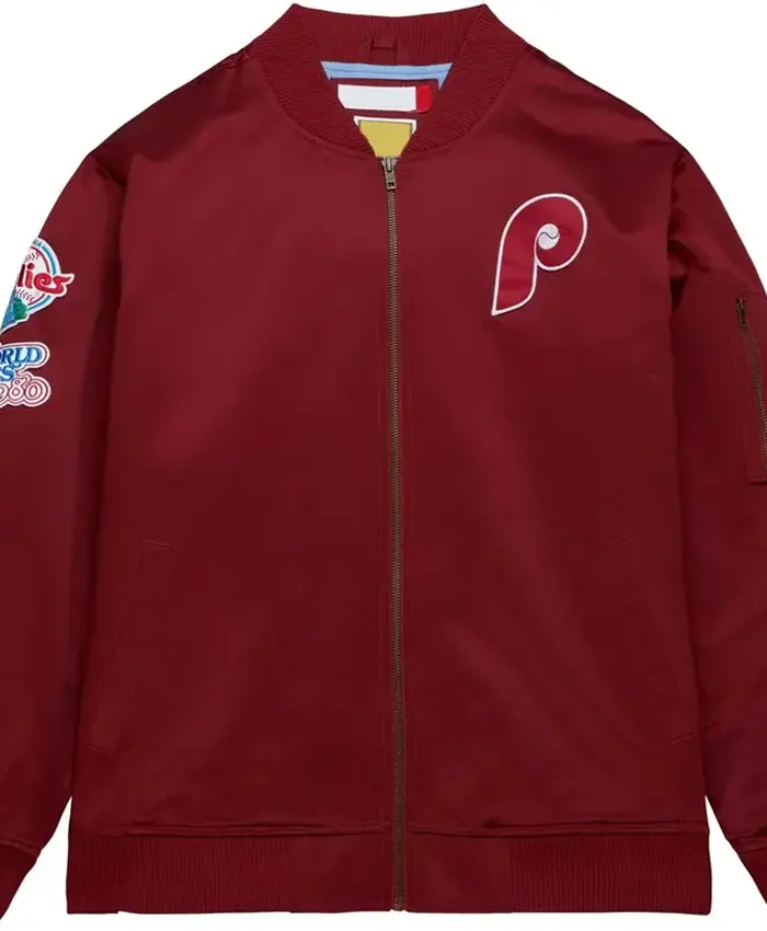 Philadelphia Phillies Vintage Maroon Bomber Jacket
