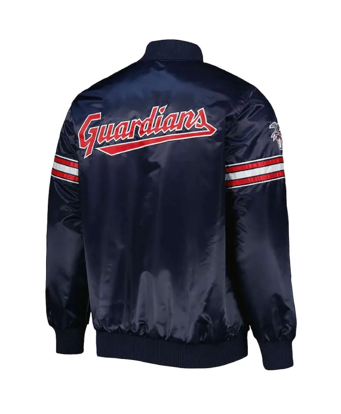 Pick Roll Cleveland Guardians Full Snap Satin Navy Jacket