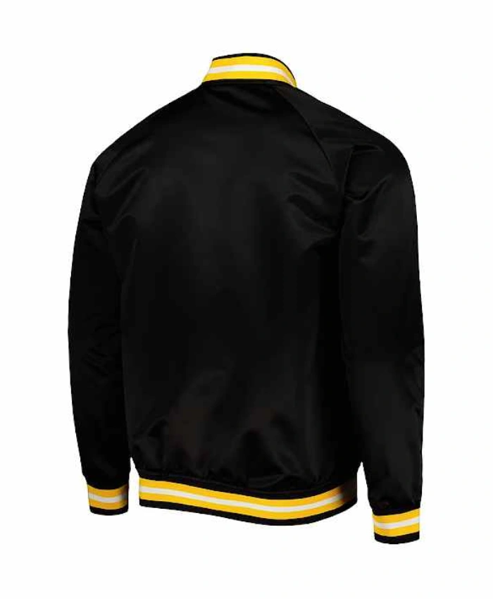 Pittsburgh Penguins Black Satin Full Snap Varsity Jacket