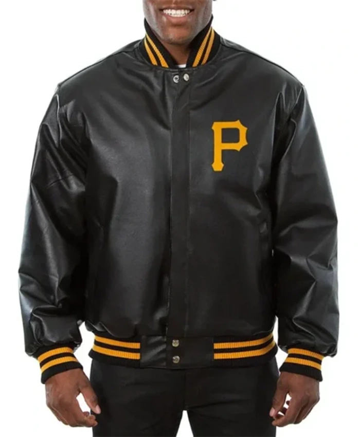 Pittsburgh Pirates Black Leather Varsity Jacket