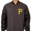 Pittsburgh Pirates Charcoal And Black Letterman Varsity Jacket