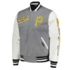Pittsburgh Pirates Heather Grey And White Varsity Jacket