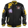 Pittsburgh Pirates Logo Mash Up Varsity Jacket Black