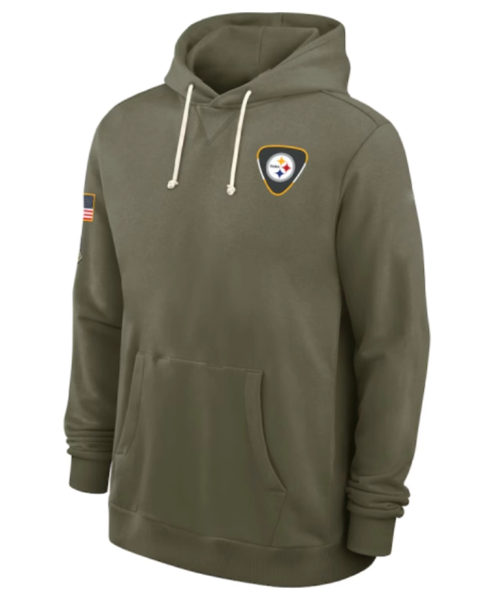Pittsburgh Steelers 2025 Salute To Service Sideline Olive Hoodie