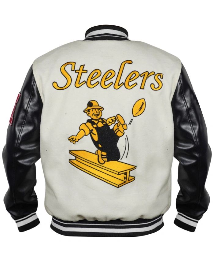 Pittsburgh Steelers Classic Varsity Cream And Black Jacket