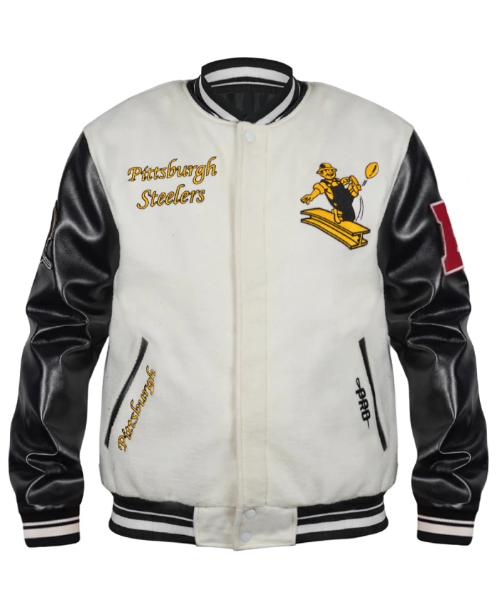 Pittsburgh Steelers Retro Classic Varsity Cream Black Jacket