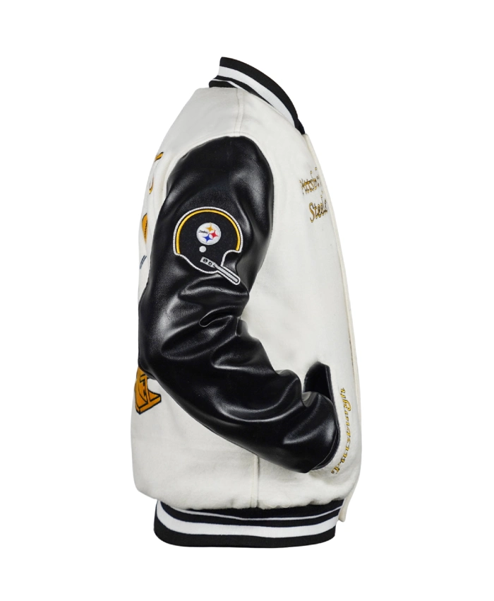 Pittsburgh Steelers Retro Classic Varsity Jacket Cream And Black
