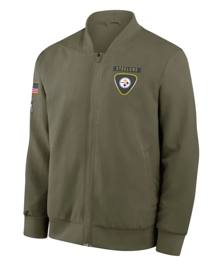 Pittsburgh Steelers Sideline Full Zip Green Bomber Jacket