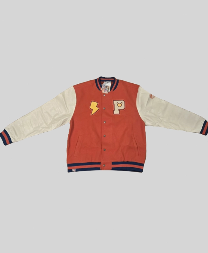 Pokemon Pikachu World Championships Orange And OFF White Varsity Jacket
