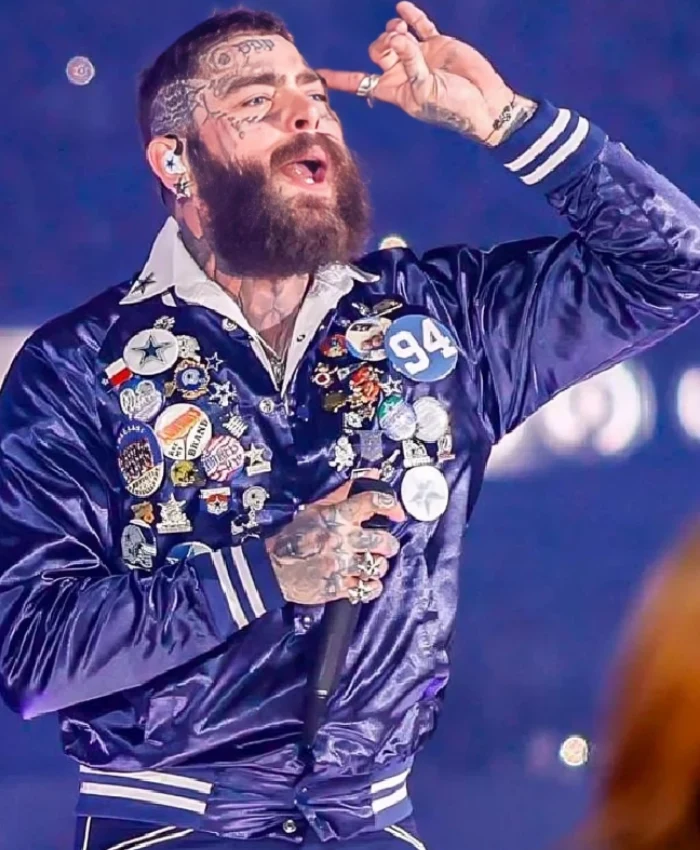 Post Malone Kansas City Chiefs Vs Dallas Cowboys Blue Bomber Jacket