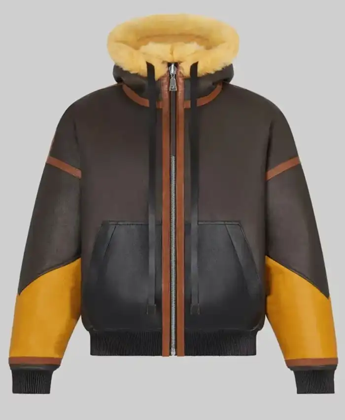 Power Book II Ghost Monet Brown Shearling Jacket