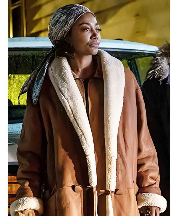 Power Book III Raquel Thomas Shearling Leather Coat