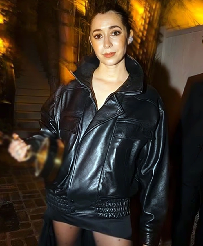 Primetime Emmy Awards Afterparty 2025 Cristin Milioti Oversized Black Leather Bomber Jacket