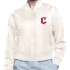 Printed Logo Cleveland Guardians Satin Cream Jacket