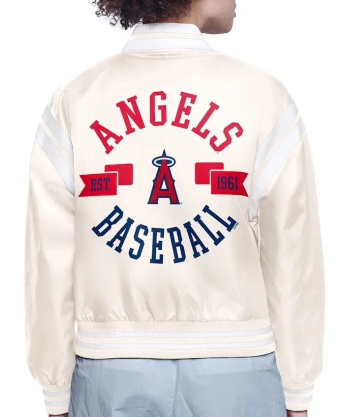 Printed Logo Los Angeles Angels Varsity Full Snap Jacket