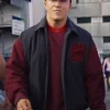 Racer Isack Hadjar HUGO X RB Grey And Maroon Varsity Bomber Jacket