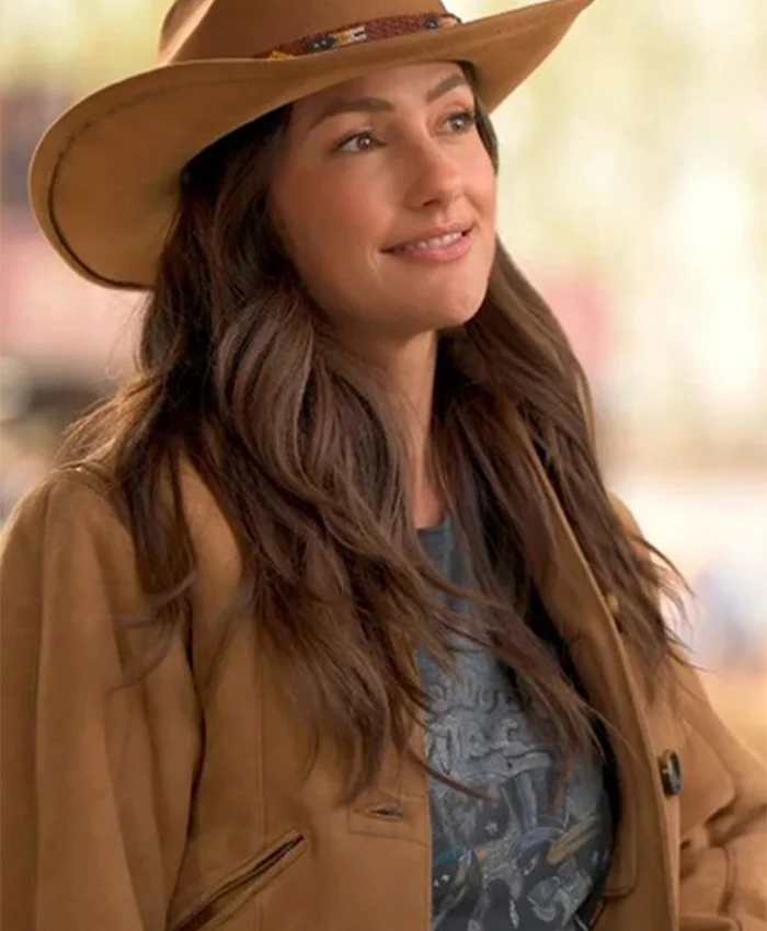 Ransom Canyon 2025 Minka Kelly Brown Leather Jacket