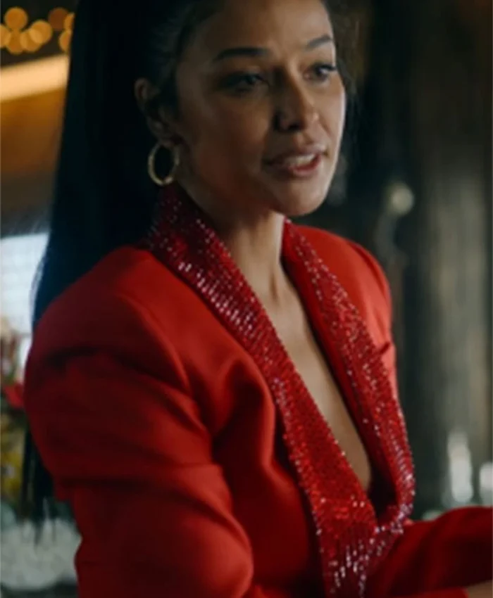 Ransom Canyon Meta Golding Red Cropped Blazer