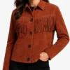 Ransom Canyon Season 2 Minka Kelly Fringe Suede Jacket Womens