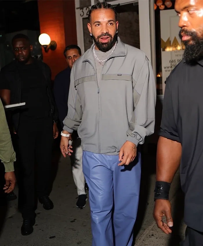 Rapper Drake New York City Prada Mohair Grey Track Jacket Sale
