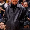 Raptors VS Warriors Game Drake Black Leather Jacket