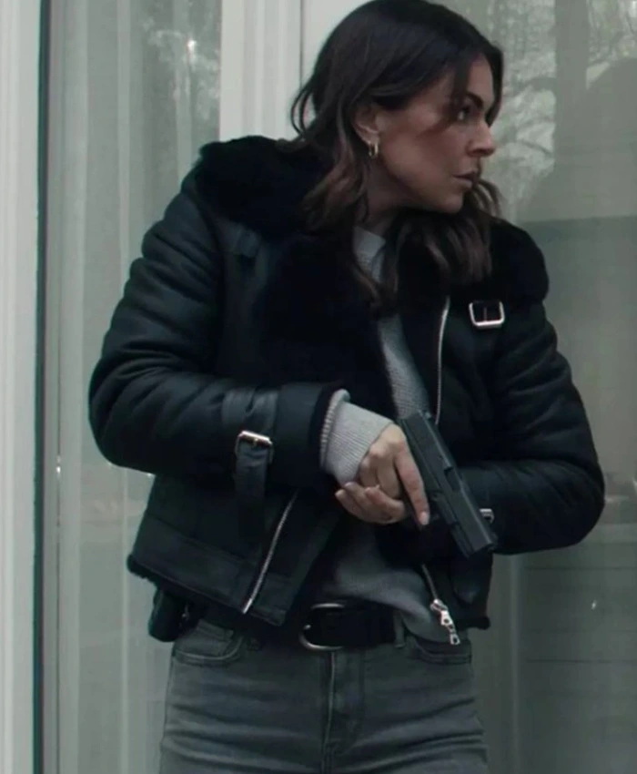 Reacher S2 Serinda Swan Leather Black Jacket