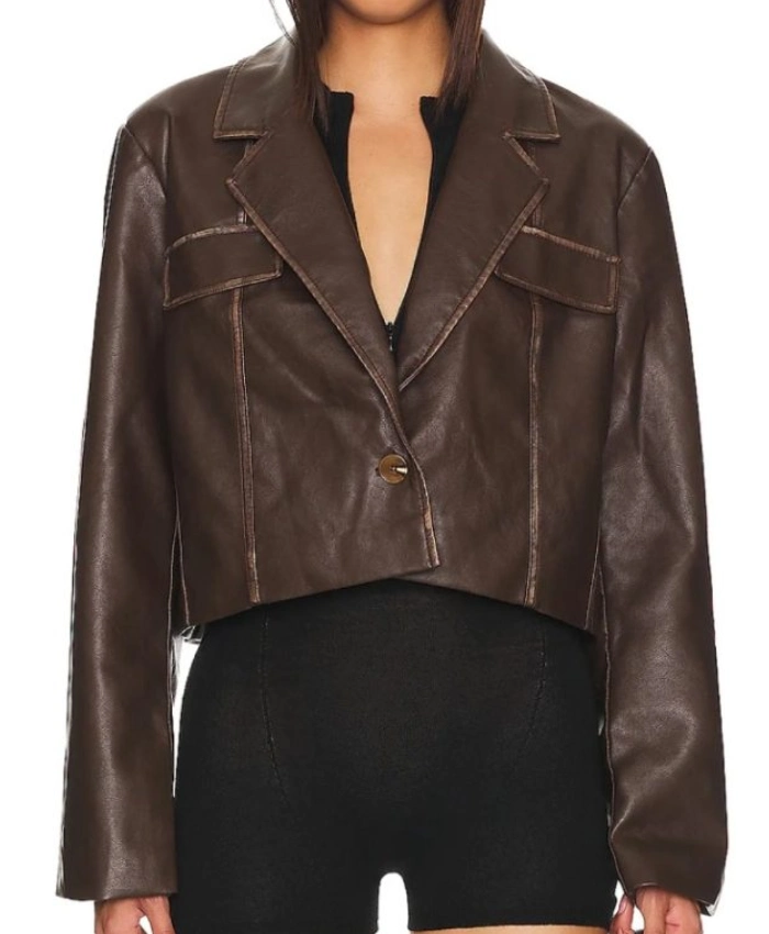 Real Housewives Of Orange County S20 Tamra Judge Cropped Leather Blazer Jacket
