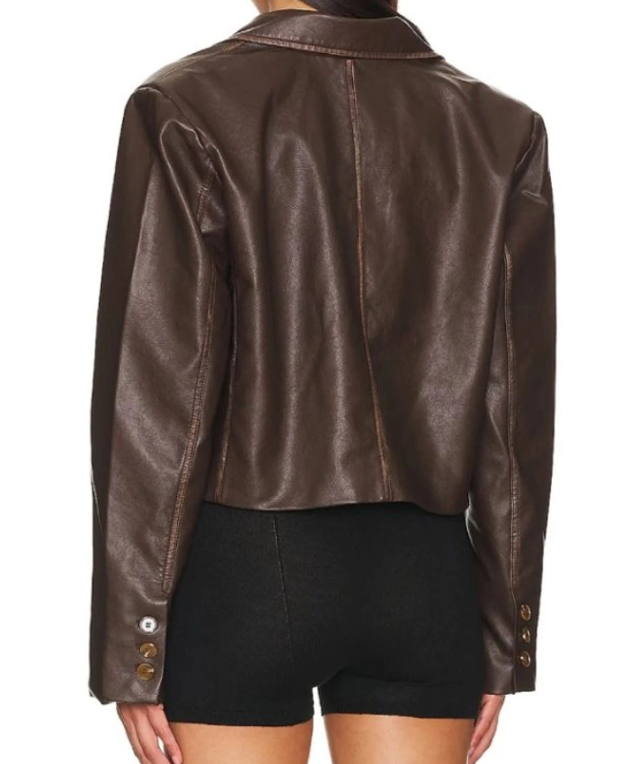 Real Housewives Of Orange County S20 Tamra Judge Dark Brown Cropped Leather Blazer Jacket