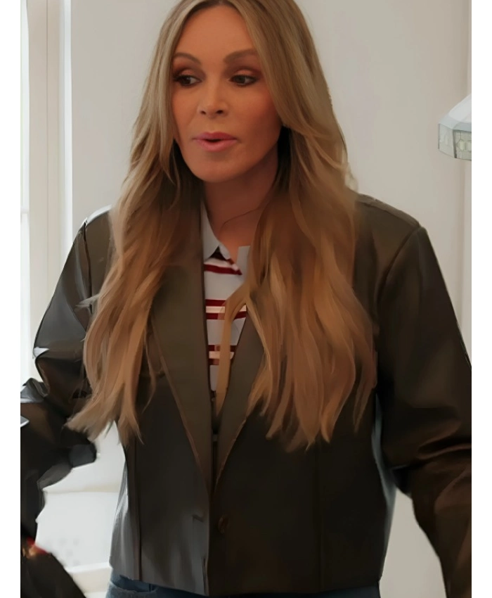 Real Housewives Of Orange County S20 Tamra Judge Dark Brown Cropped Leather Blazer