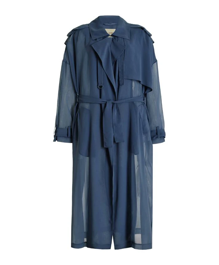Real Housewives Of New York City Season 15 Jessel Taank Blue Sheer Trench Coat For Unisex