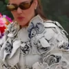 Real Housewives Of Salt Lake City Meredith Marks Floral Applique Cropped Denim Jacket