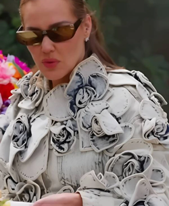 Real Housewives Of Salt Lake City Meredith Marks Floral Applique Cropped Denim Jacket