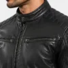 Real Leather Black Biker Style Jacket Men