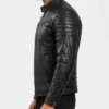 Real Leather Black Biker Style Jacket Mens