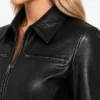 Real Leather Black Harrington Jacket Women