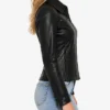 Real Leather Black Harrington Jacket Womens