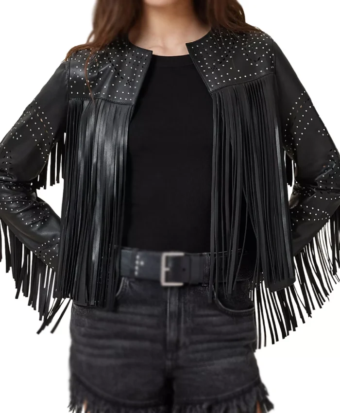 Reba McEntire The Voice S28 Fringe Leather Jacket - Image 2