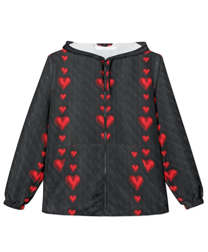 Red Heart Pattern Windbreaker jacket - Image 2