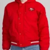 Red SF 49ers Cropped Hooded Jacket