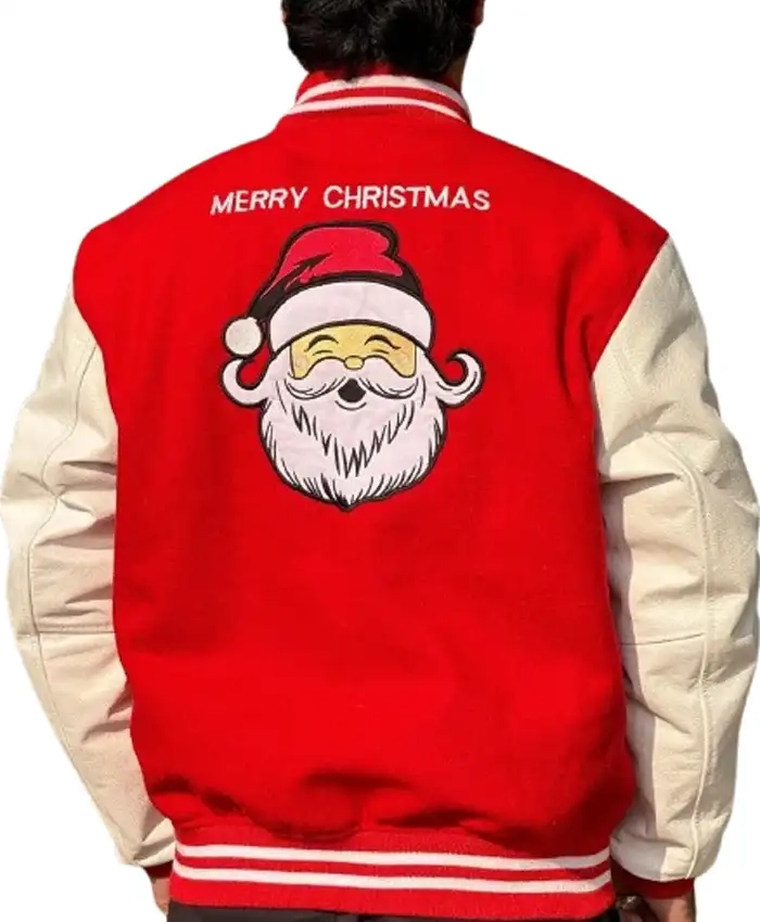 Red And White Christmas Varsity Jacket
