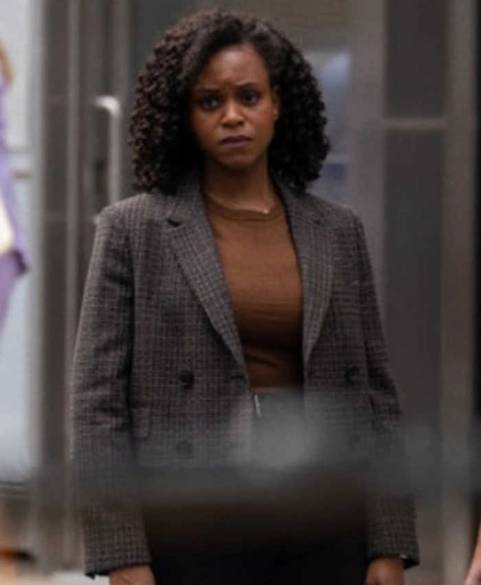 Renee Curr Law And Order SVU S27 Aime Donna Kelly Cropped Textured Blazer