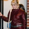 Renee Rapp Mean Girls Press Tour Red Crop Real Leather Jacket On Sale
